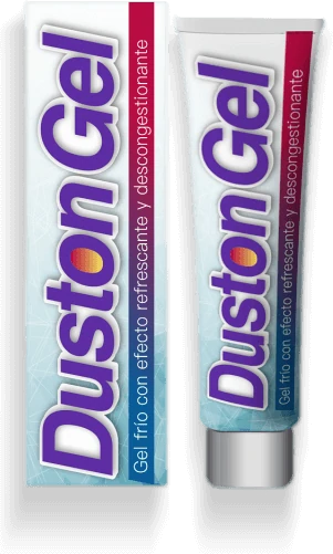 Duston Gel, caja y tubo de gel frío con efecto refrescante y descongestionante